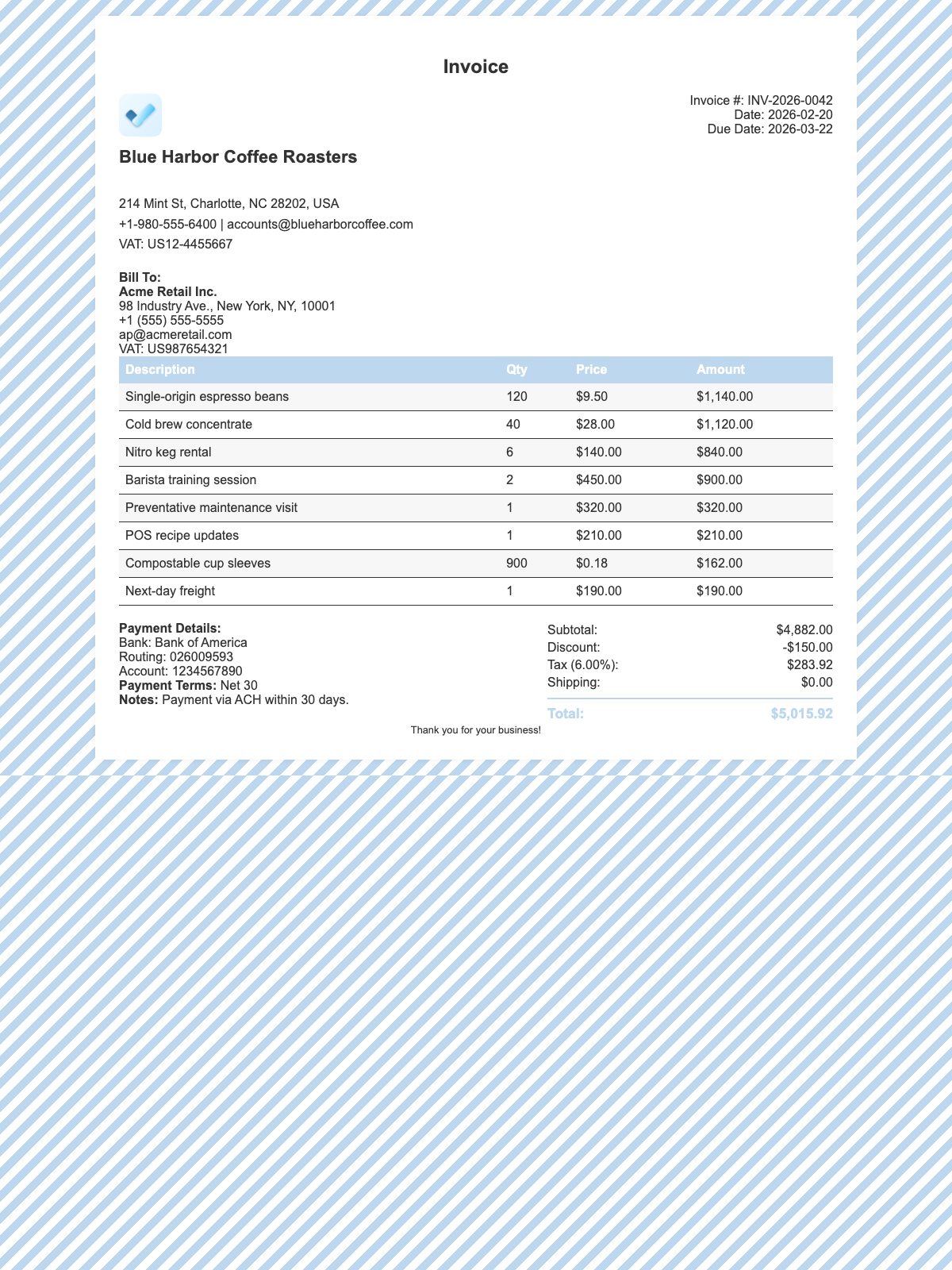 Striped template preview